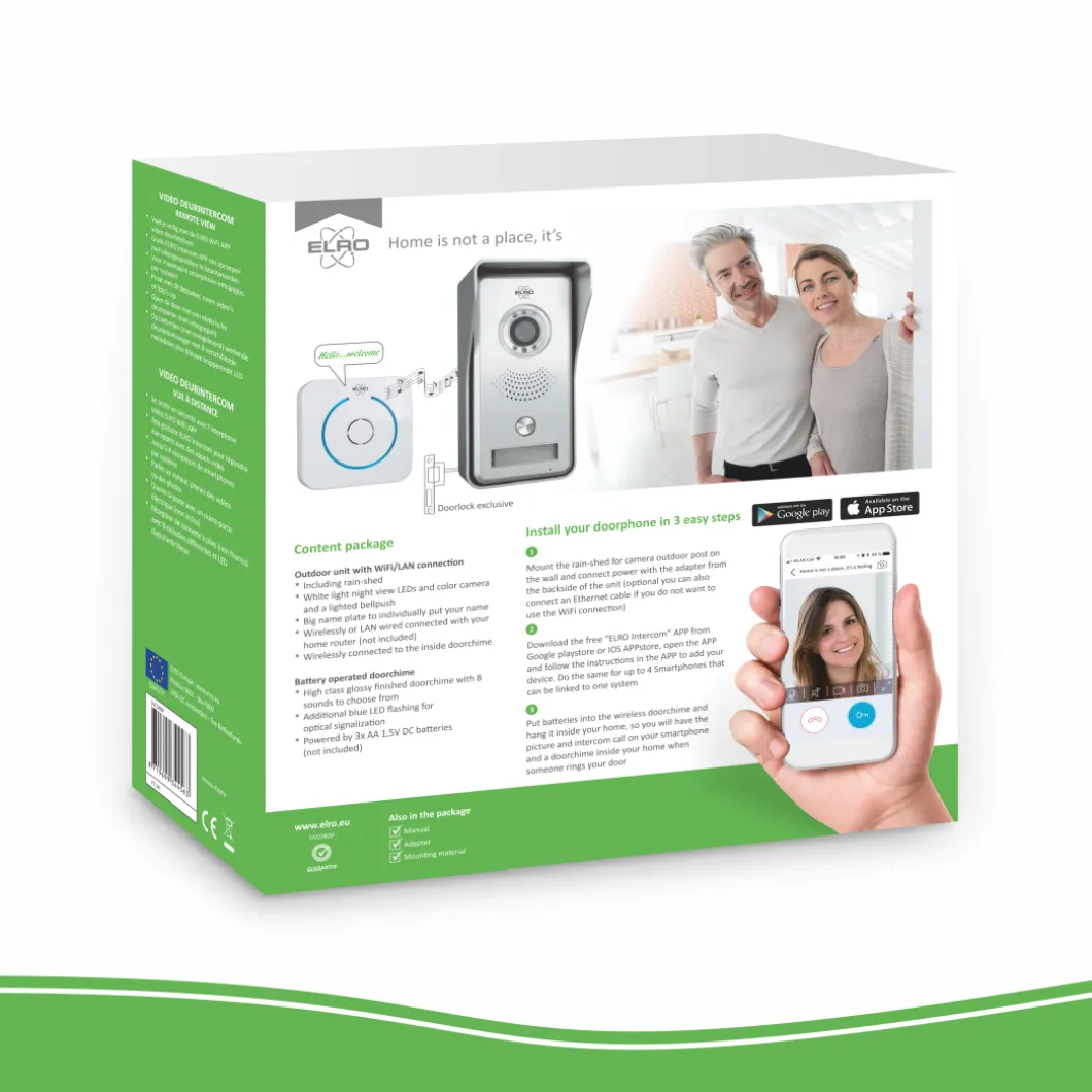 ELRO Wifi Ip Video Deurbel Met Applicatie En Draadloze Deurbel (Dvc040Ip)