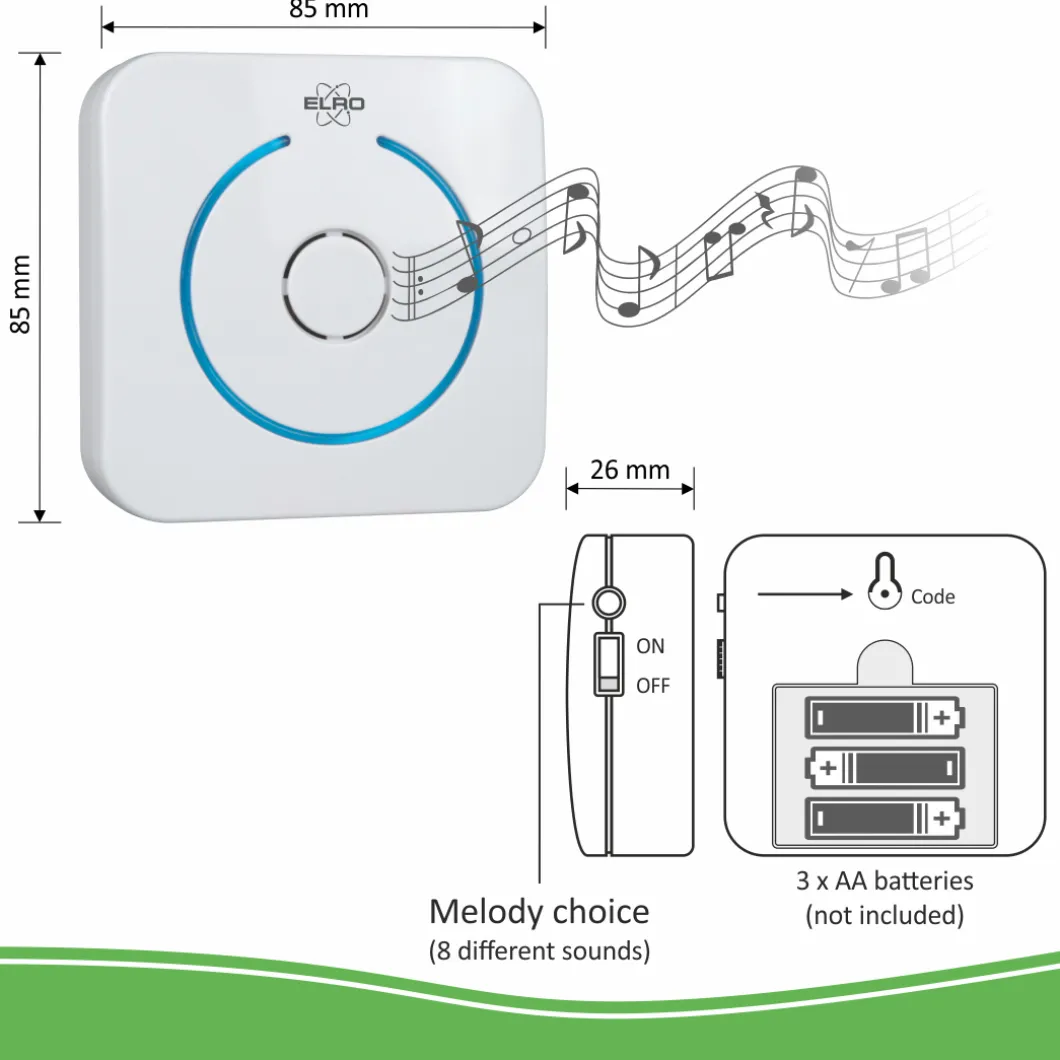 ELRO Wifi Ip Video Deurbel – Met 2X Draadloze Deurgong (Dvc040Ip2)
