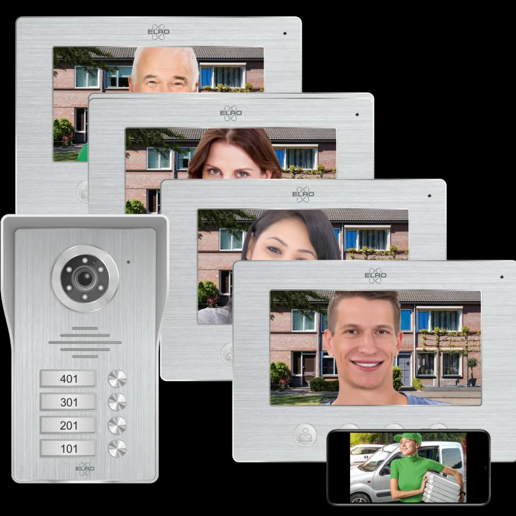 ELRO Wifi Ip Video Deur Intercom – 4 Appartementen (Dv477Ip4)